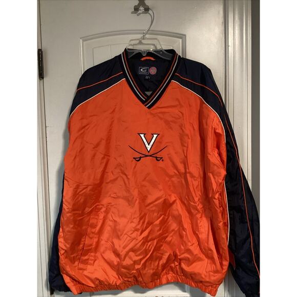 VINTAGE Virginia CAVALIERS Windbreaker Adult XL Orange Pullover SPORTS College - Picture 1 of 3